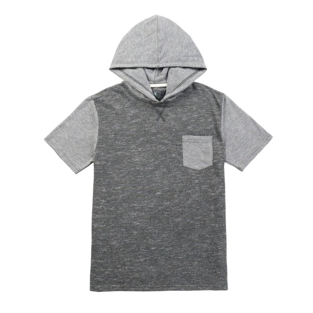 Boys' Gray Colorblock Short Sleeve Hoodie Tee w/ Pocket
